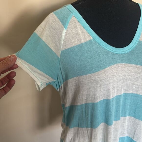 Soft Joie Teal and White Relaxed Short Sleeve Tee - Picture 3 of 6